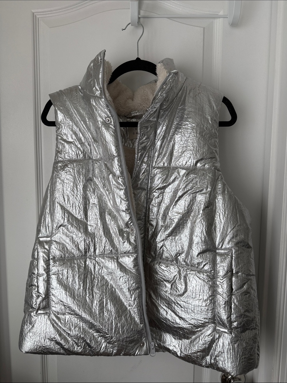 a new day Silver Metallic Puffer Vest